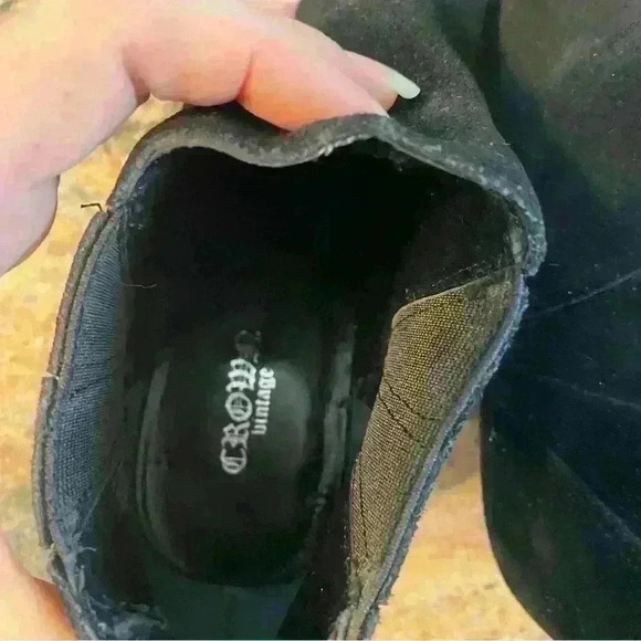 Women's CROWN VINTAGE Leio Black Leather Ankle Western Block Heel Boots 8 - Picture 8 of 16